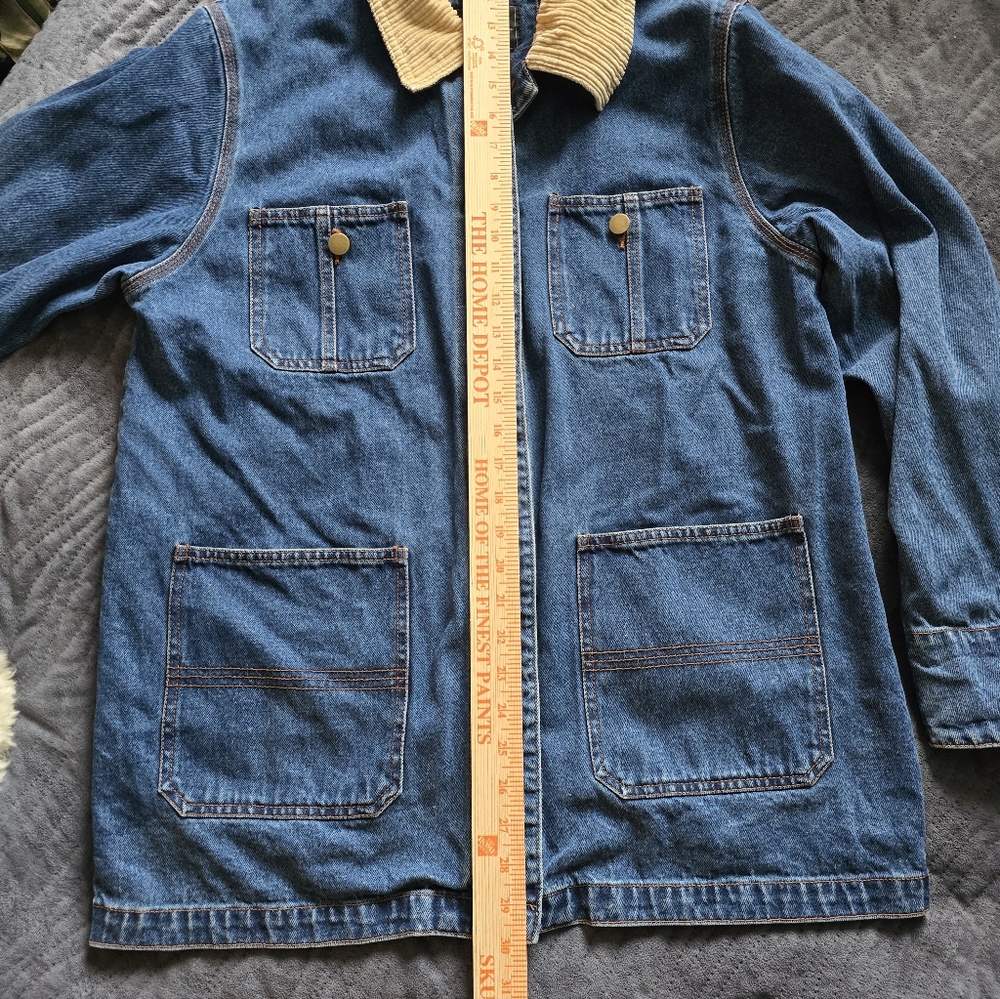 VINTAGE 90s Outbrook CHORE/BARNCOAT Blue Denim Corduroy  Utility Jacket L - Picture 11 of 14